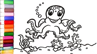 Drawing and Coloring an Octopus for Kids & Toddlers | Ariu Land