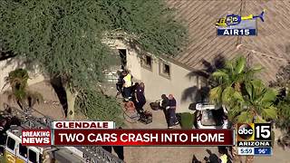 Two cars crash into home in Glendale