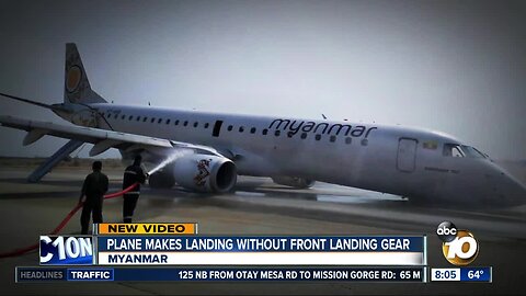 Plane lands without front landing gear