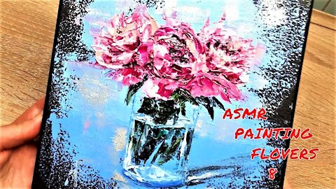 Painting Relaxing ASMR Music Asmr Painting | Abstract Acrylic Flovers Peonies | Part 8