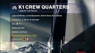 Destiny 2 Legend Lost Sector: The Moon - K1 Crew Quarters 10-24-21
