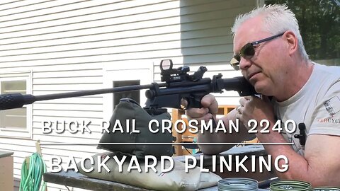 Backyard plinking Buck Rail Crosman 2240 rifle build. 15 yard with Crosman premier hollow points