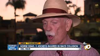 Horse dies, jockeys injured in Del Mar race collision