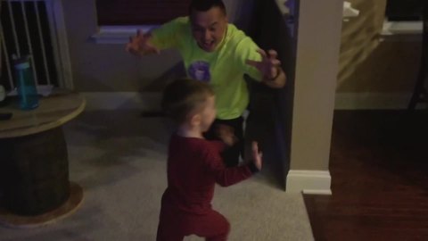 Tot Boy Gets Scared While Playing Hide And Seek With His Dad