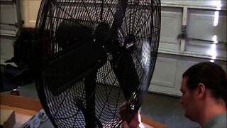 Central Machinery 30 in. Pedestal Shop Fan unboxing review and assembly from Harbor Freight tools