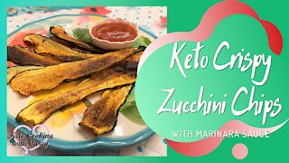 Keto Crispy Zucchini Chips w/ homemade maranara sauce