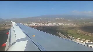 Bumpy landing into Tenerife South - Reina Sofia Airport. Wing view.