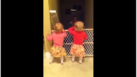 Identical Twins Get Ecstatic When Daddy Comes Home