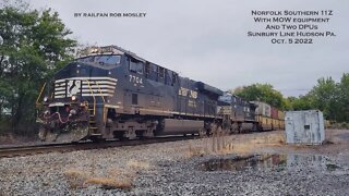 MOW Norfolk Southern 11Z Train on the Sunbury Line at Hudson Pa. Oct. 5 2022 #railfanrob #trains