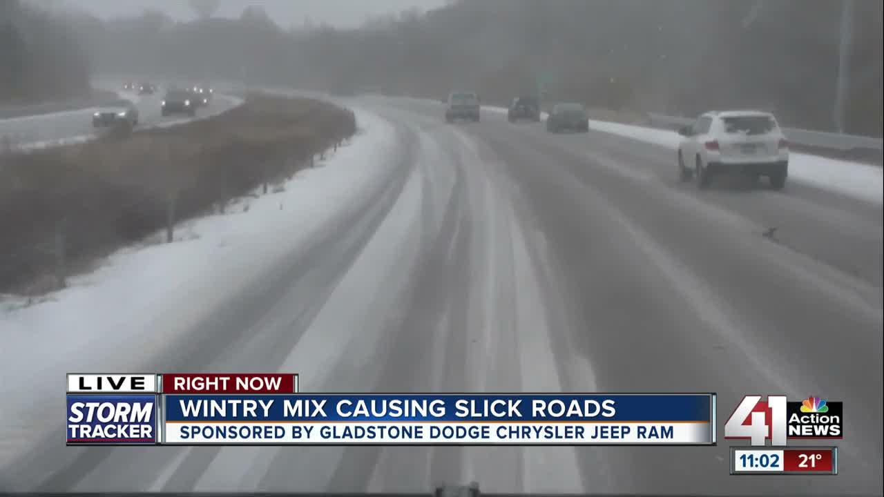 Wintry mix causing slick roads; advisory extended