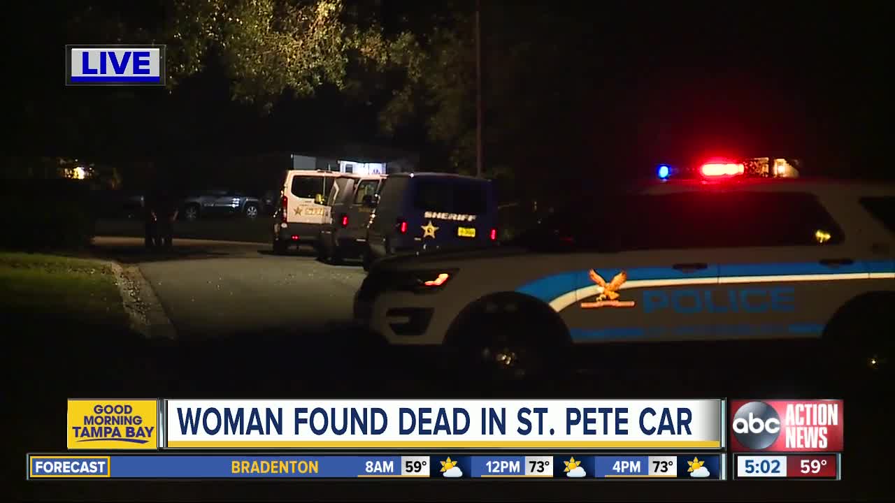 Woman found dead inside car in St. Petersburg