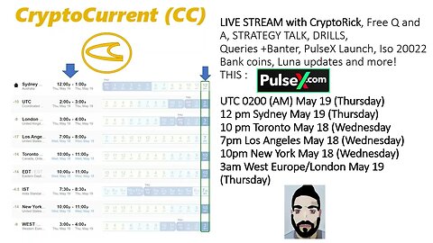 Live stream in 2 days -free Q and A, pulseX/pulse launch talk, Iso20022 talk. UTC May19/May 18 EST