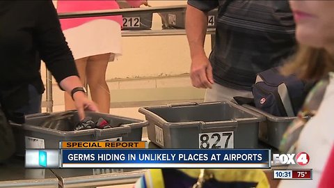 Germs hiding in unlikely places at airports