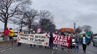 Travelers Walk to JFK Airport As Pro-Hamas Protesters Block Traffic