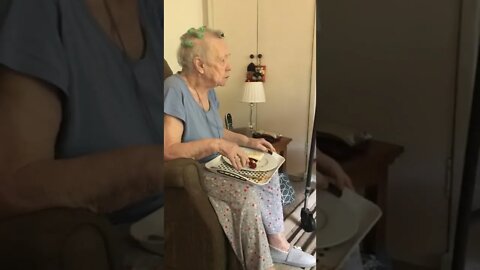 Nan eating fajitas