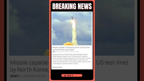 Breaking News | North Korea launches missile capable of hitting entire US | #shorts #news