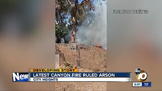 City Heights canyon fire ruled arson