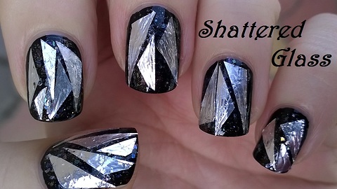 Shattered glass nail art tutorial