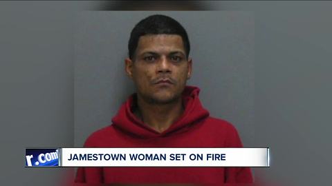 Jamestown man accused of setting woman on fire