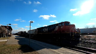 CN 2287 Locomotive Manifest Train Westbound In Ontario