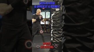 Heroes Training Center | Kickboxing "How To Double Up" Cross & Hook & Uppercut & Round 2 | #Shorts