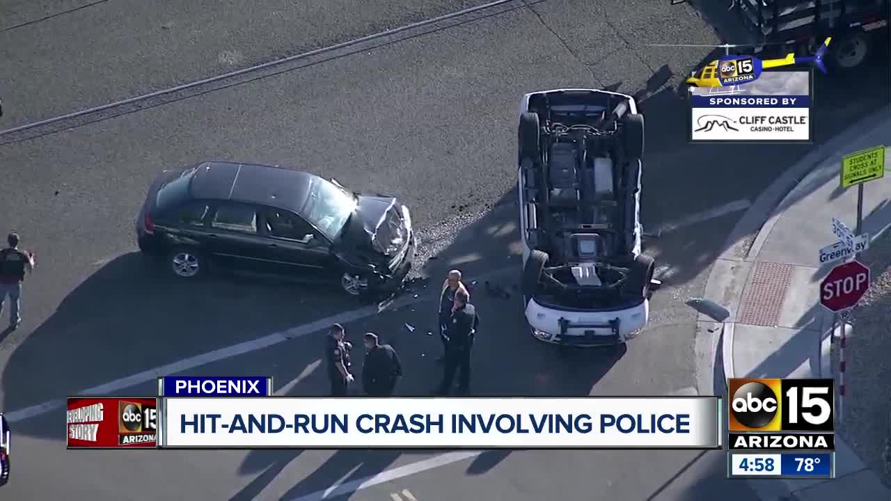 2 officers hurt, search on for suspect after hit-and-run crash involving Phoenix PD vehicle