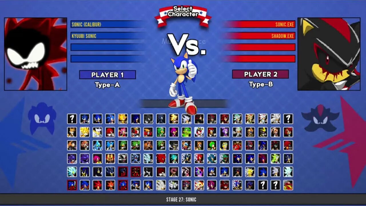 Excalibur Sonic & Kyuubi Sonic VS Sonic exe & Shadow exe I Sonic Battle  MUGEN HD