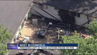 Used fireworks ignite fire at West Bloomfield home causing major damage