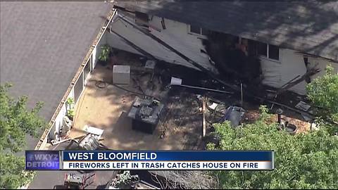Used fireworks ignite fire at West Bloomfield home causing major damage