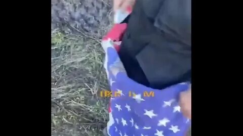 Russian fighters found an American flag in the retreating positions of the enemy.