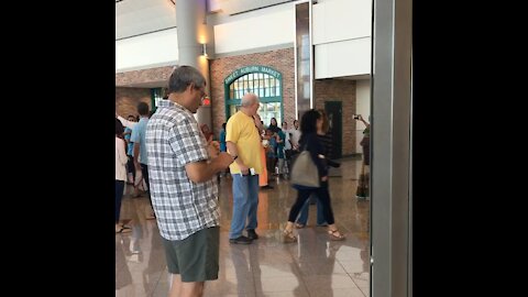 Singing send off at airport