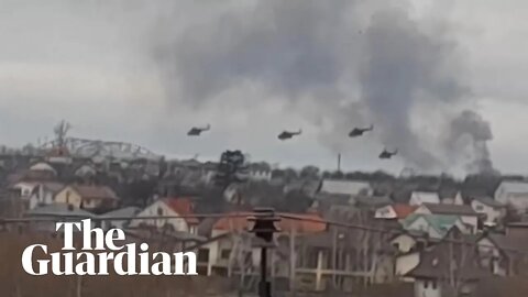 Footage shows Russian helicopters engaging with forces in Ukraine