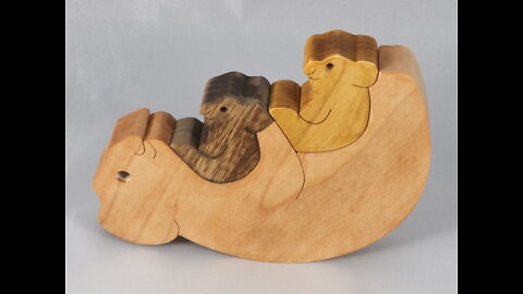 Wood Puzzle, Koala Bear Family, Mom, and Babies, Handmade and Finished with Shellac and Danish Oil