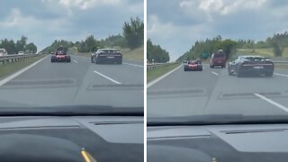 Ferrari Formula 1 racecar spotted on a highway joyride in Czech Republic