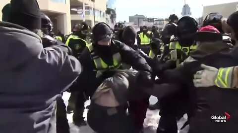 POLICE VIOLENTLY ARREST VETERAN - 19-02-2022 - FREEDOM PROTEST - OTTAWA CANADA