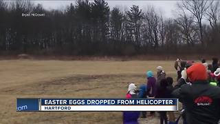 Easter eggs dropped from Helicopter