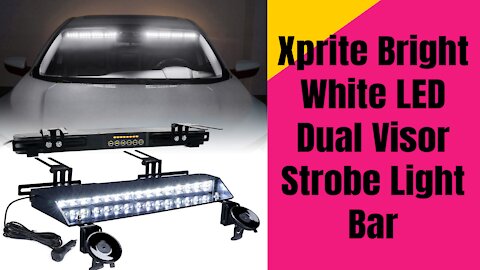 Xprite Bright White LED Dual Visor Strobe Light Bar