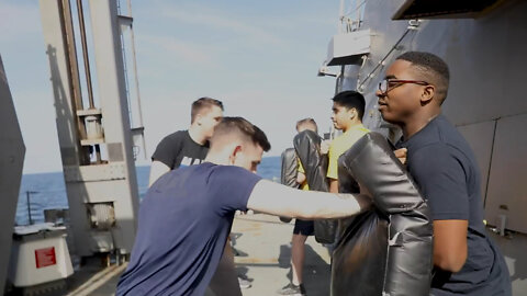 Sailors Aboard USS Ralph Johnson (DDG 114) Conduct Non-Lethal Weapons Training