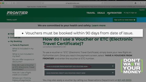 Frontier Airlines Vouchers Expiring