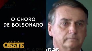 Bolsonaro chora durante evento militar em Brasília