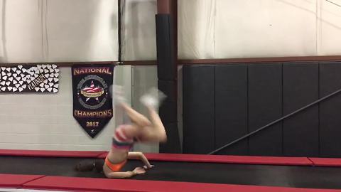 Hilarious Teen Girl Face Plants on Trampoline