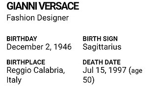 HAPPY BIRTHDAY GIANNI VERSACE DECEMBER 2 LUXURY TYCOOON FASHION DESIGNER -- A LEGEND