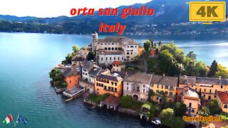 island san giulio and lake orta [italy] drone 4k very amazing