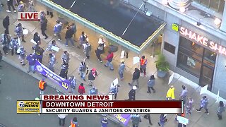 Downtown Detroit security guards, janitors on strike