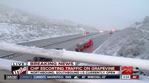 CHP Escorting traffic on Grapevine: Northbound, Southbound I-5 currently open