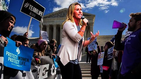 Marjorie Taylor Greene Joins supporters to end Roe v. Wade outside the Supreme Court!