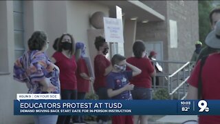 Teachers protest TUSD proposed in-person start date