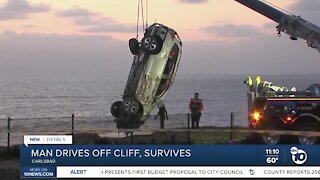 Man rescued after driving over bluff in Carlsbad