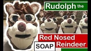 Making Rudolph the Red Nosed Reindeer Soap Cupcakes