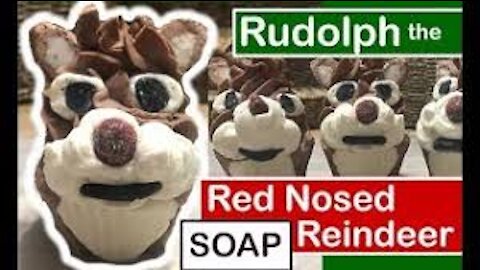 Making Rudolph the Red Nosed Reindeer Soap Cupcakes